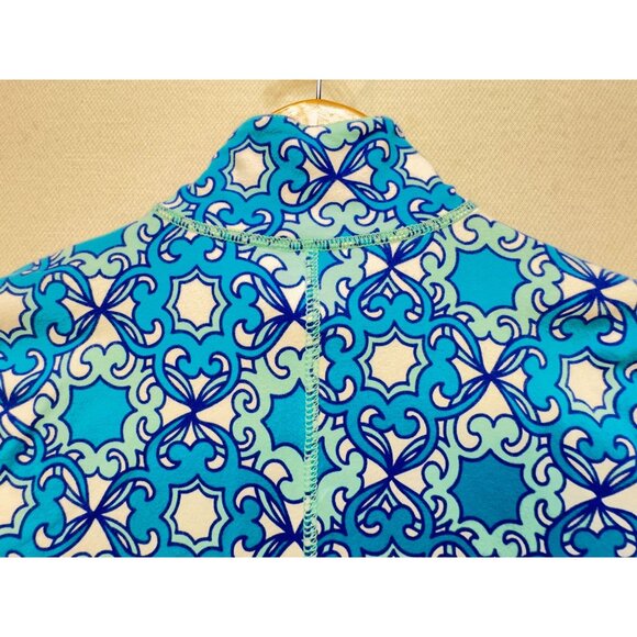 Talbots Womens Activewear Jacket Size  XS Blue White Geo Moroccan Tile Pullover - Picture 11 of 13